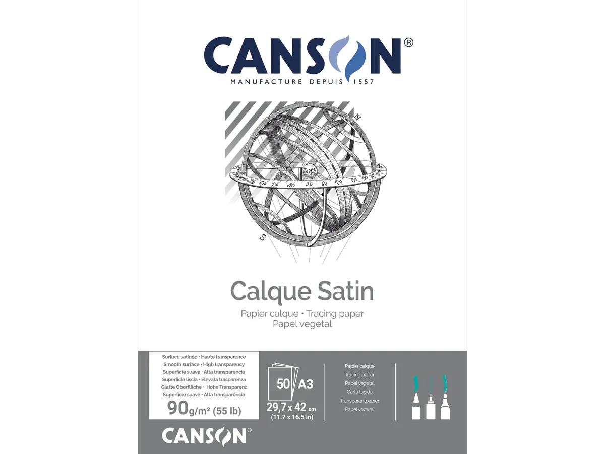Блок с калькой под карандаш 90г/кв.м (А3) 297х420мм 50л.