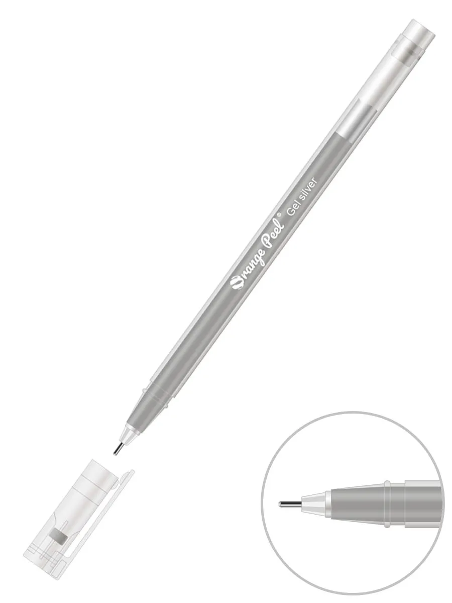 Ручка гелевая ORANGE PEEL d:0,6мм игольч.наконечник серебрянный