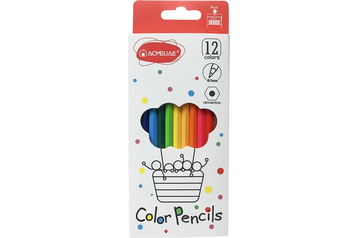 Набор карандашей цветных ACMELIAE 12цв. укороч. шестигран. картонная уп-ка