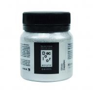 Краска акриловая ДЕКОЛОР серебро, банка 50мл