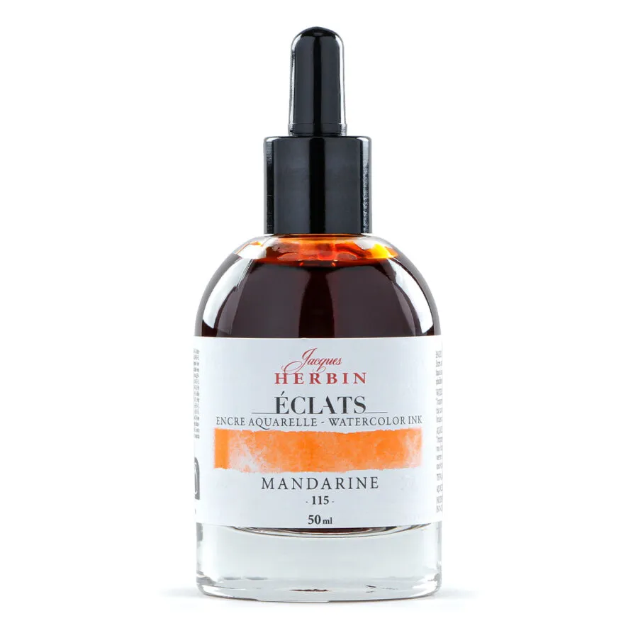 Чернила акварельные JACQUES HERBIN ECLATS банка 50мл Mandarine мандарин