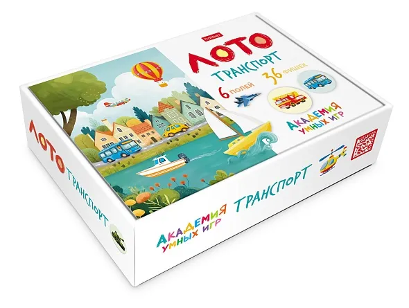 Игра развивающая лото 36 фишек ТРАНСПОРТ