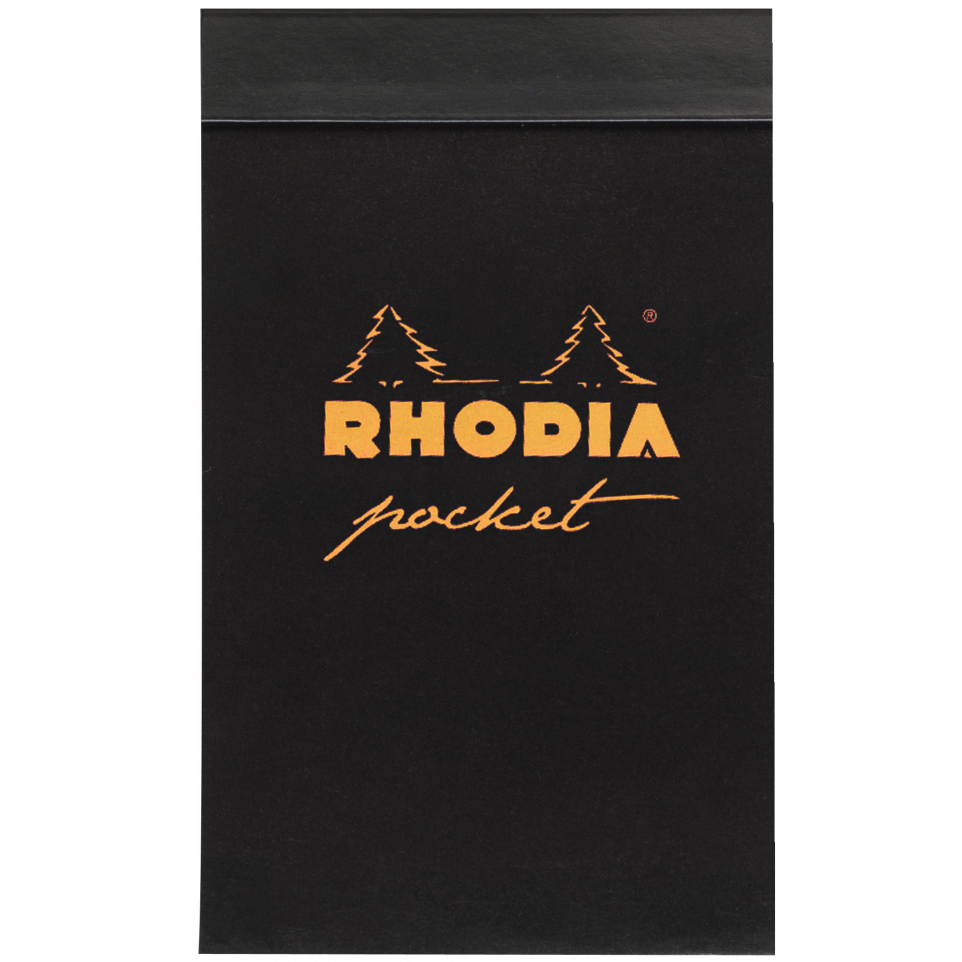 Блокнот 80г/кв.м 7,5х12см 40л КАРМАННЫЙ RHODIA POCKET PAD клетка черный