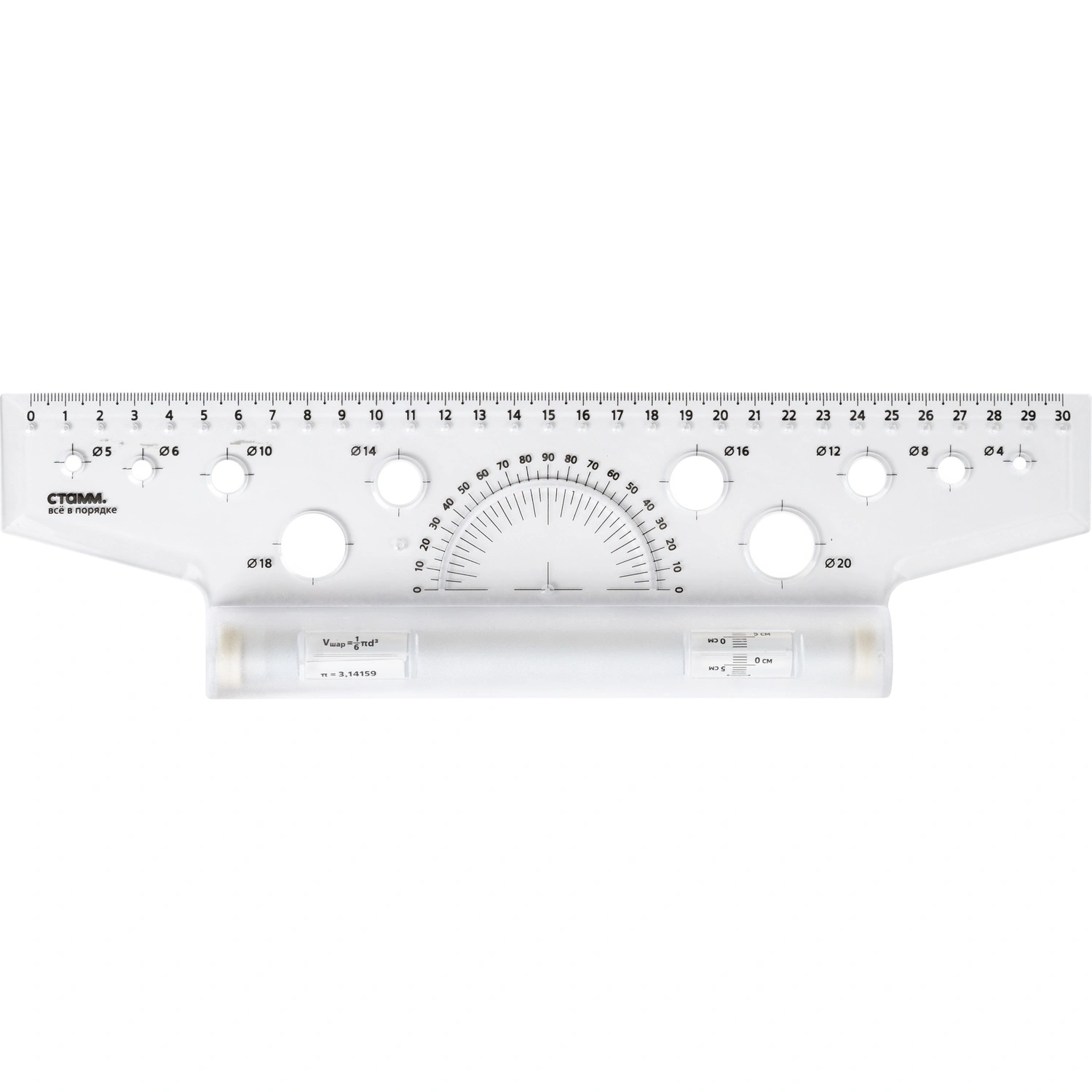 Рейсшина 30см прозрачная с металл. роликом