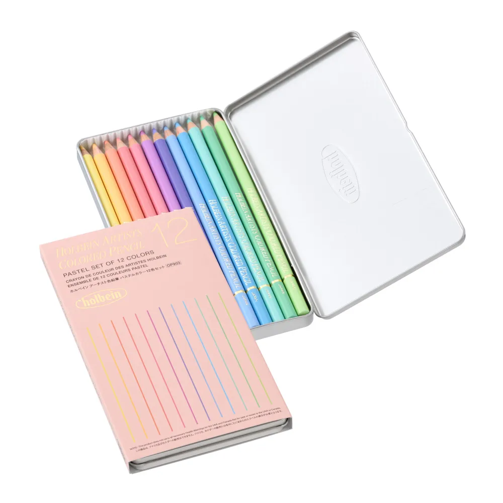 Набор карандашей цветных HOLBEIN 12 цветов пастельные металлический пенал