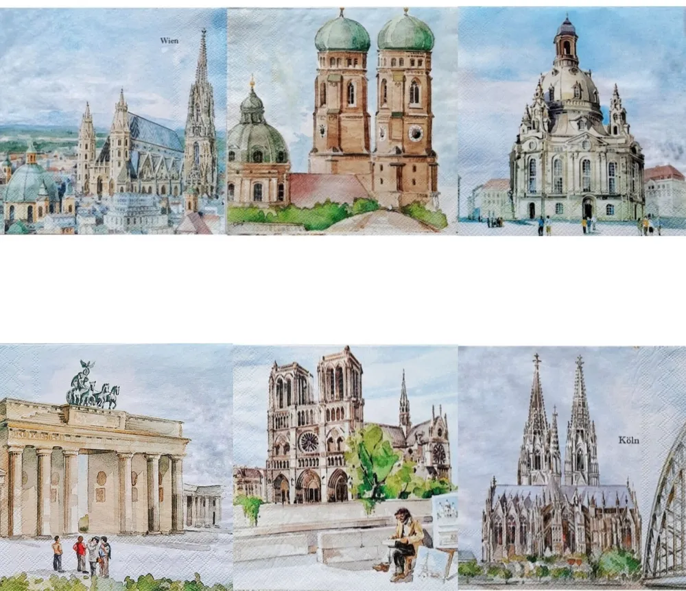 Салфетка д/декупажа 33х33см Города Европы