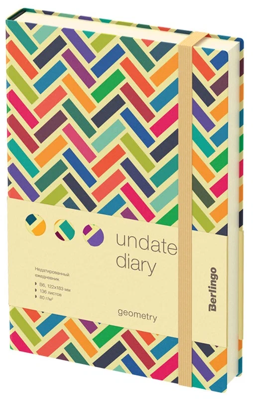 Ежедневник недатир B6 136л кожзам GEOMETRY 2 с рисунком