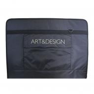 Папка на молнии ART&DESIGN А1 ткань черная, 1 внешний карман, ремень