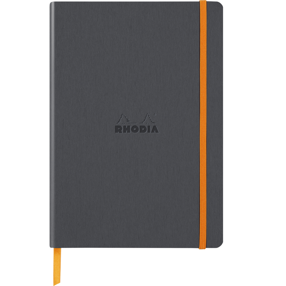 Записная книжка 90г/кв.м 148x210мм 80л RHODIARAMA точка темно-серый мягк.обл.