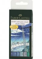 Набор ручек-кисточек PITT ARTIST PEN BRUSH 6цв. синие тона в блистере