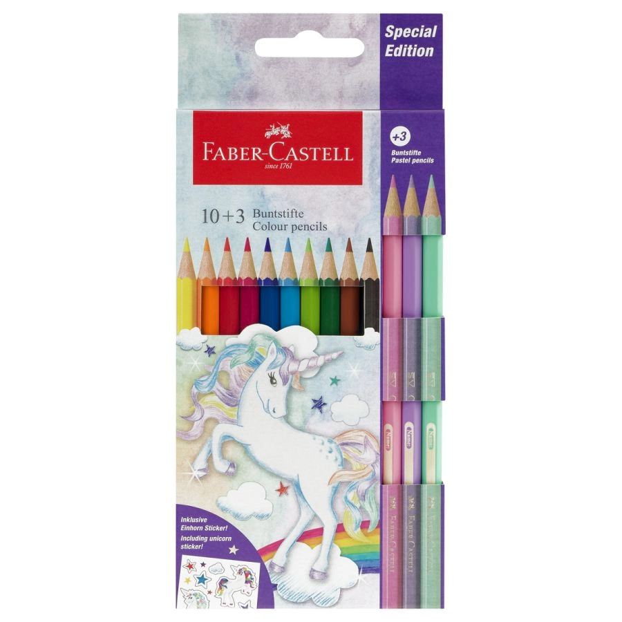 Набор карандашей цветных UNICORN 10цв+3паст.цв.шестигр.картон.упак