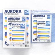 Альбом для акварели AURORA 300г/кв.м (А3) 297х420мм 12л. среднее зерно склейка целлюлоза 100%