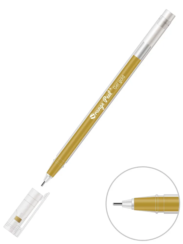 Ручка гелевая ORANGE PEEL d:0,6мм игольч.наконечник золотой
